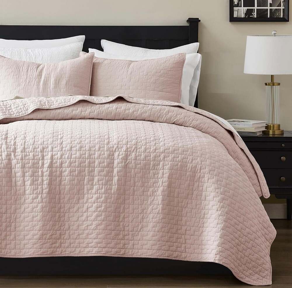 Palassio 100% Cotton Pink Quilt Set California King Size Bedding